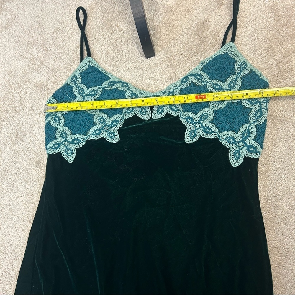 ZARA VELVET & CROCHET MAXI SLIP DRESS DARK GREEN SZ M NWT - Picture 12 of 15